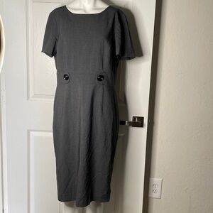 Tahari Arthur S. Levine Essentials Short Sleeve Button Embellished Midi Dress